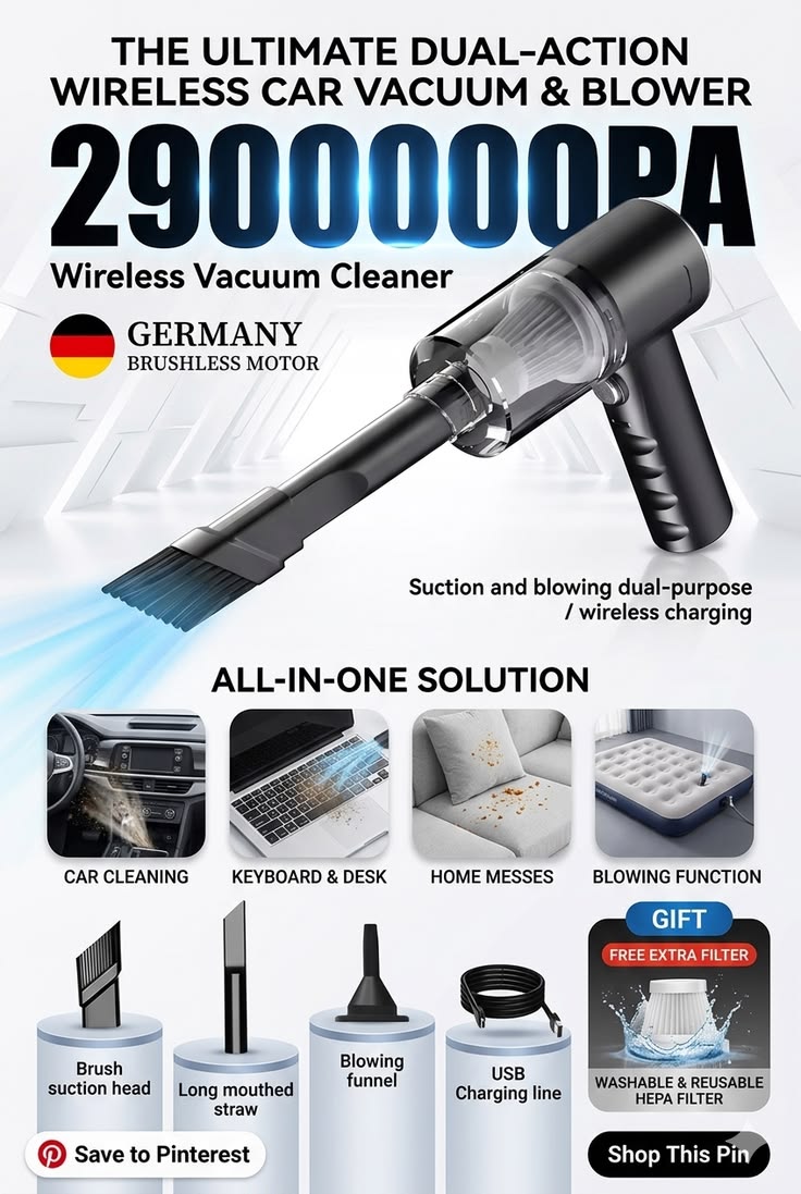 Air Duster Wireless 2 in 1 Vacuum Cleaner