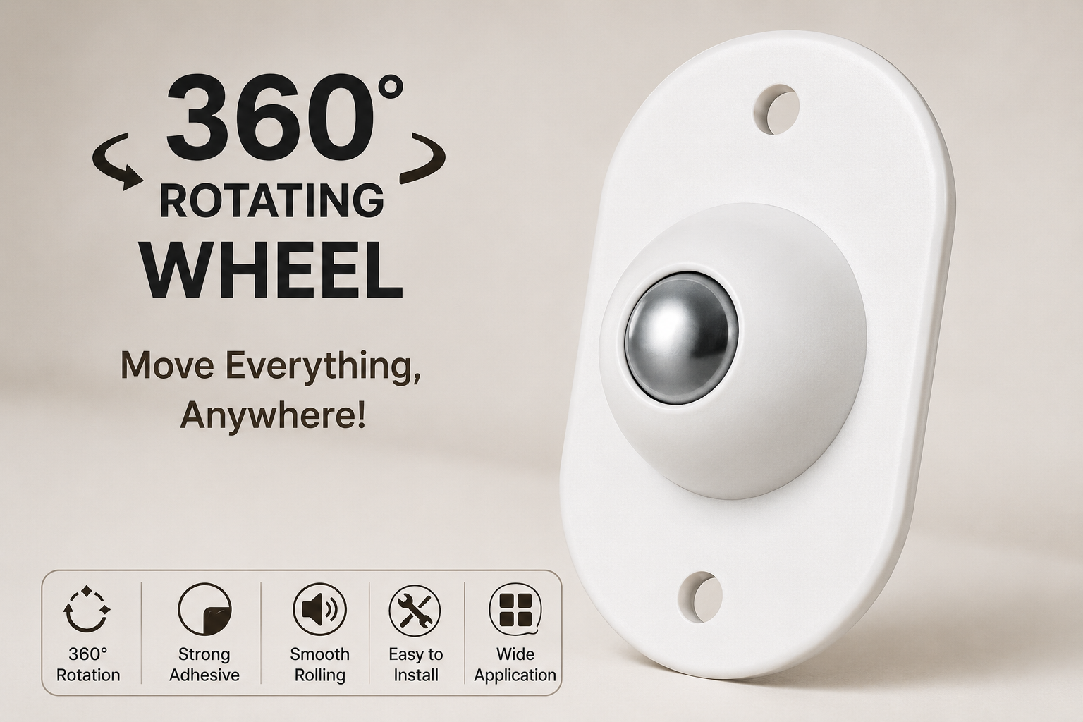 Self Adhesive Mini Swivel Casters Wheels 4 Pc (Pack of 1)