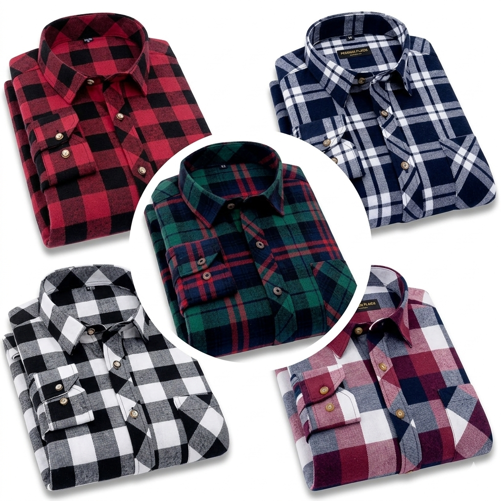 Premium Men's Check Shirt Combo Pack (Pack of 5)